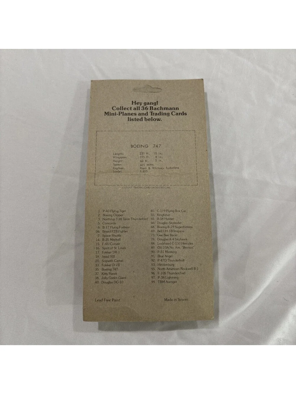 BACHMANN MINI PLANE #35 BOEING PAN AM 747, Toy Model 5” Taiwan, Sealed New